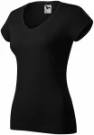 Ženska majica slim fit s V izrezom, crno