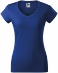Ženska majica slim fit s V izrezom, kraljevski plava