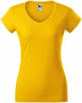 Ženska majica slim fit s V izrezom, žuta boja
