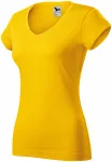 Ženska majica slim fit s V izrezom, žuta boja