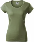 Ženska tanka majica kratkog kroja s okruglim izrezom, khaki